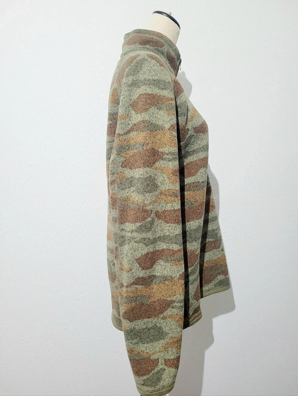 Patagonia Better Sweater 1/4 Zip Fleece Pullover Camo Green Brown Women's Medium